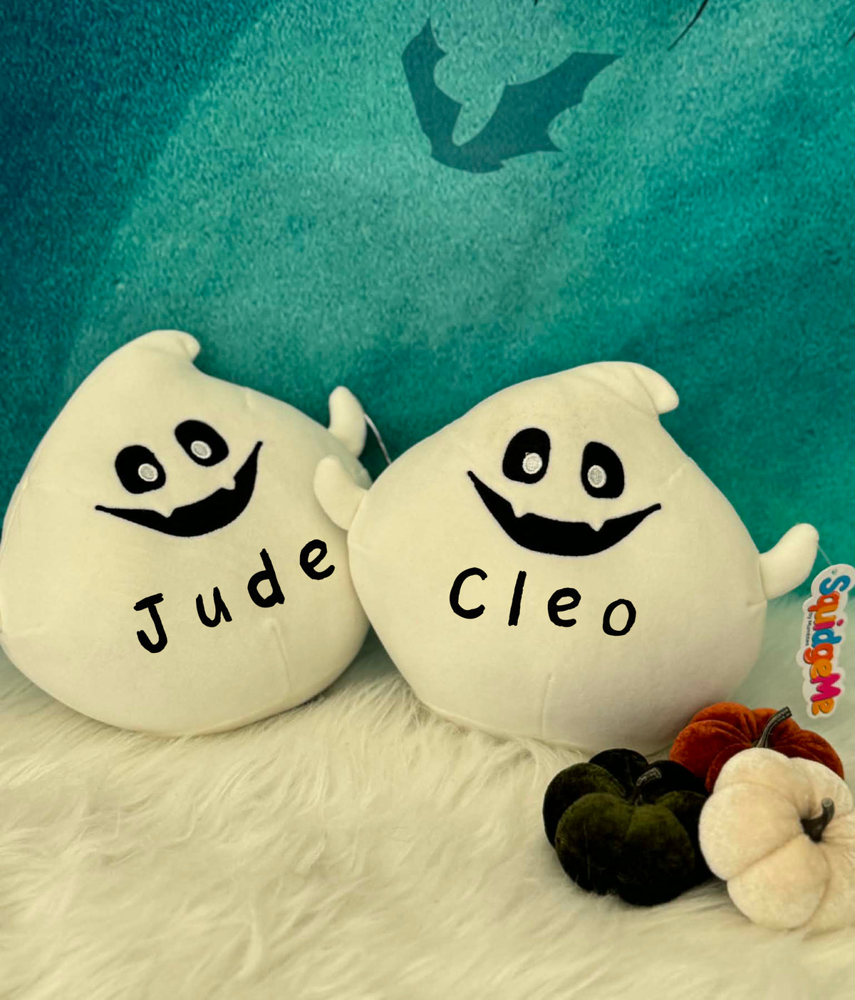 Personalised Halloween ghost  Squidge me teddy.