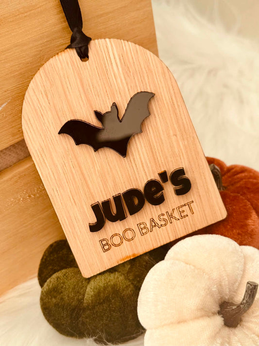 Personalised Boo Basket Tag - Bat Theme