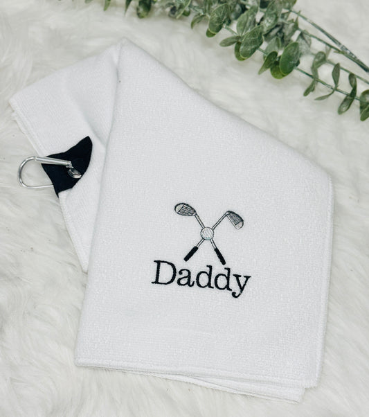 Embroidered microfibre golf towel