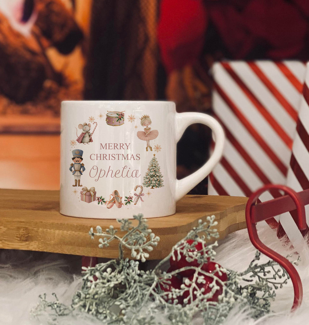 Personalised Pink Wreath design 6oz  kids ceramic mug