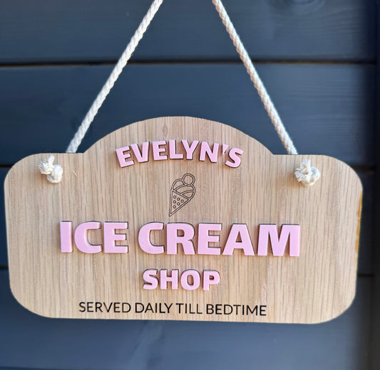 Kids Personalised pretend play Ice Cream Shop Sign