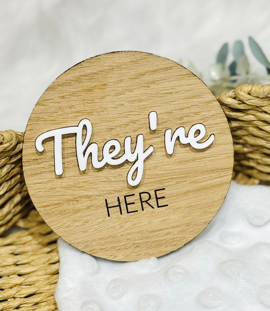 They're Here Baby Announcement photo prop.