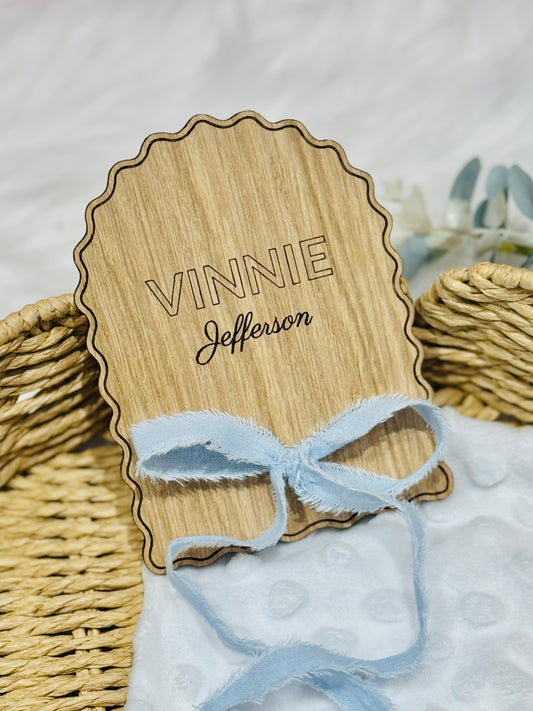 Engraved Baby Boy Birth Announcement