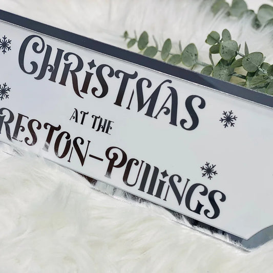 Personalised Christmas at the family name sign