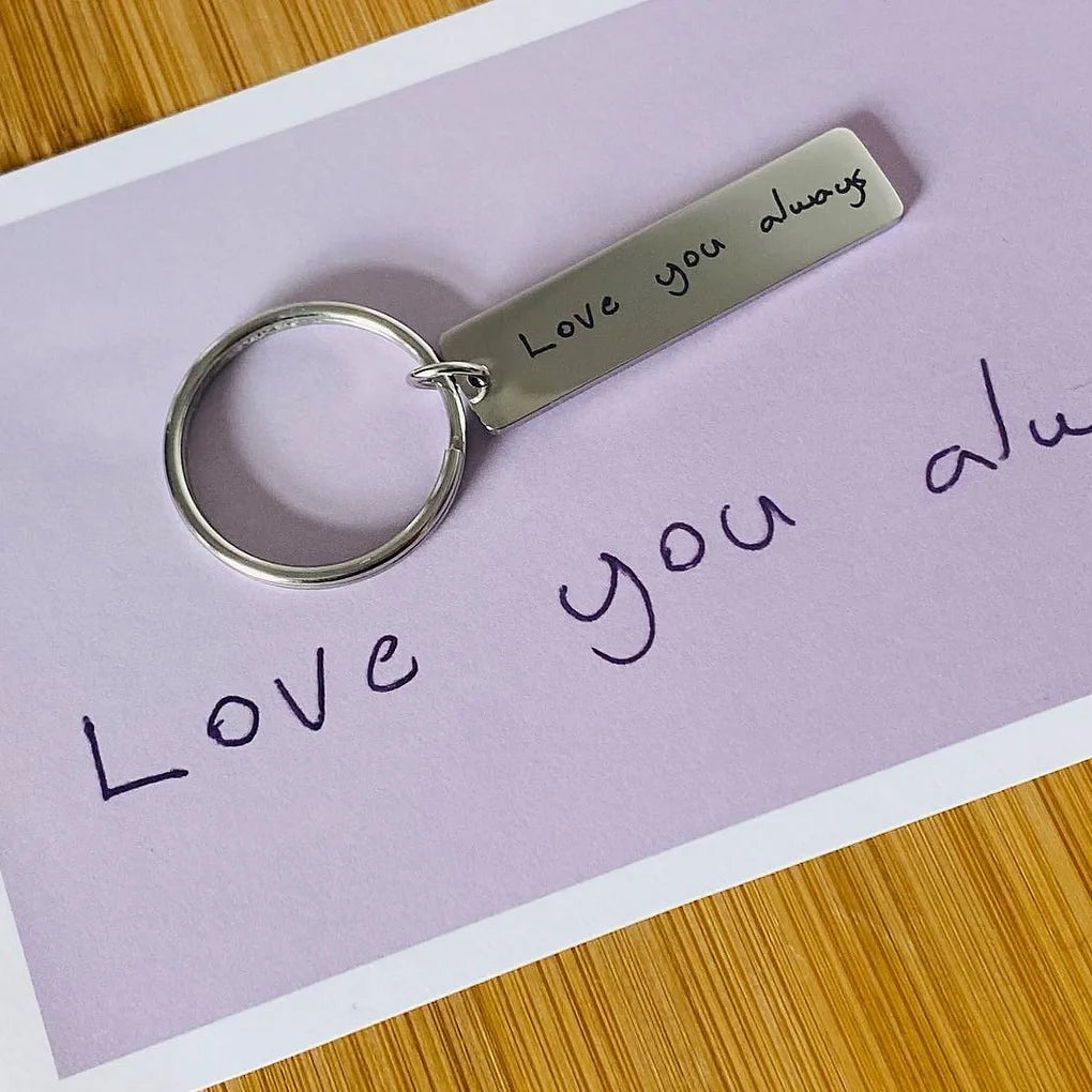 Engraved keyring with your handwritten message