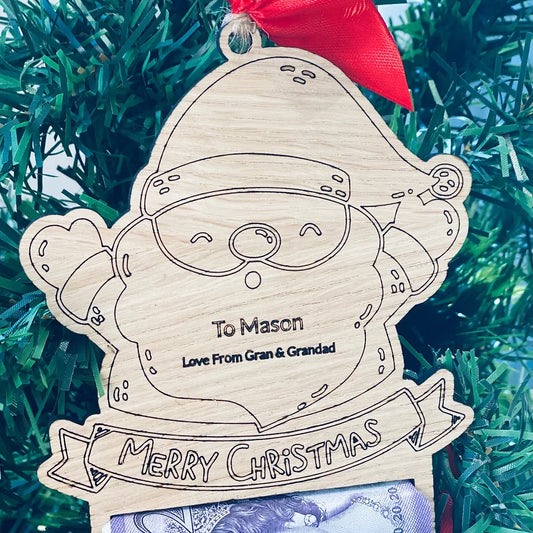 Personalised Santa Money Holder tree decoration