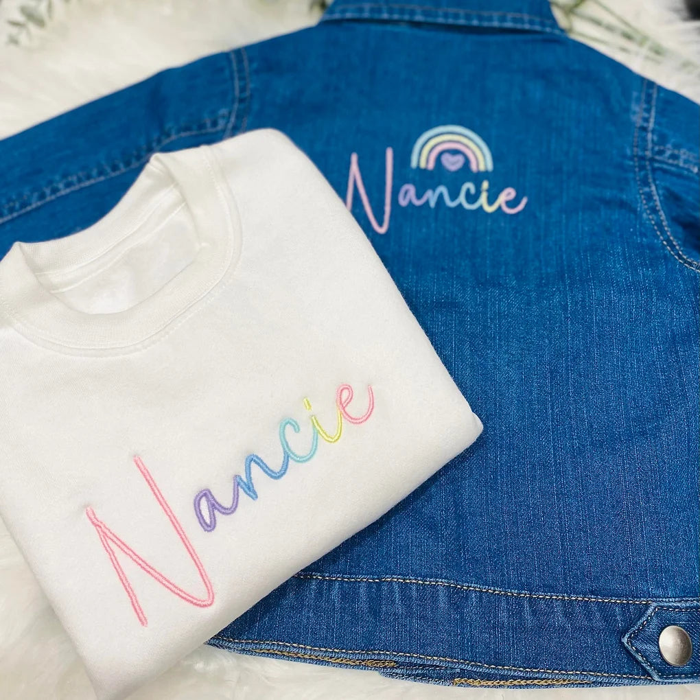 White Signature Style Embroidered Sweater - Pastels