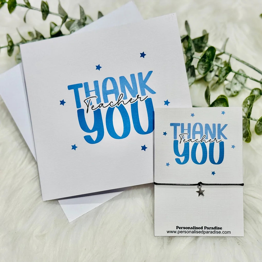 Thank you Teacher Card & cord bracelet set