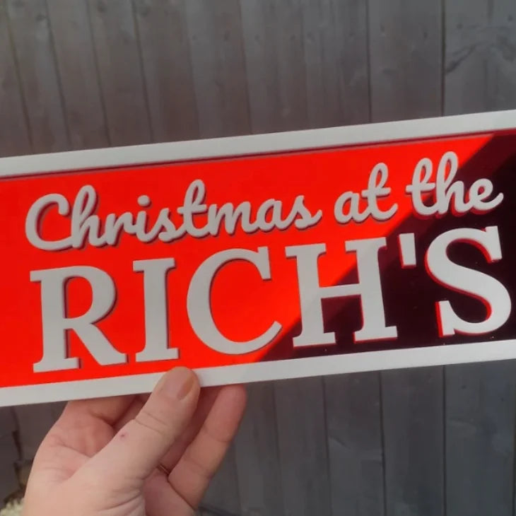 Christmas at the personalised family name acrylic sign