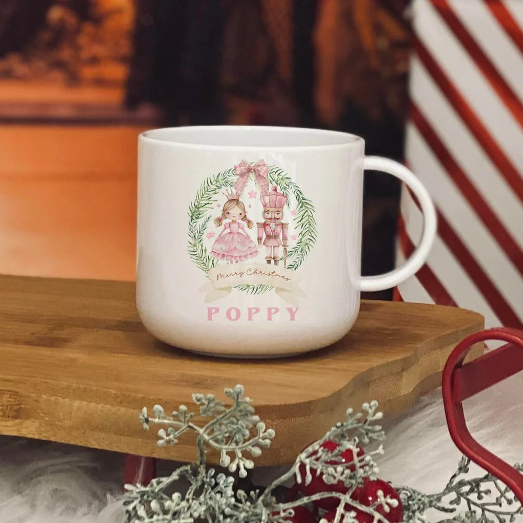 Personalised  Pink nut cracker  christmas 6oz unbreakable kids mug