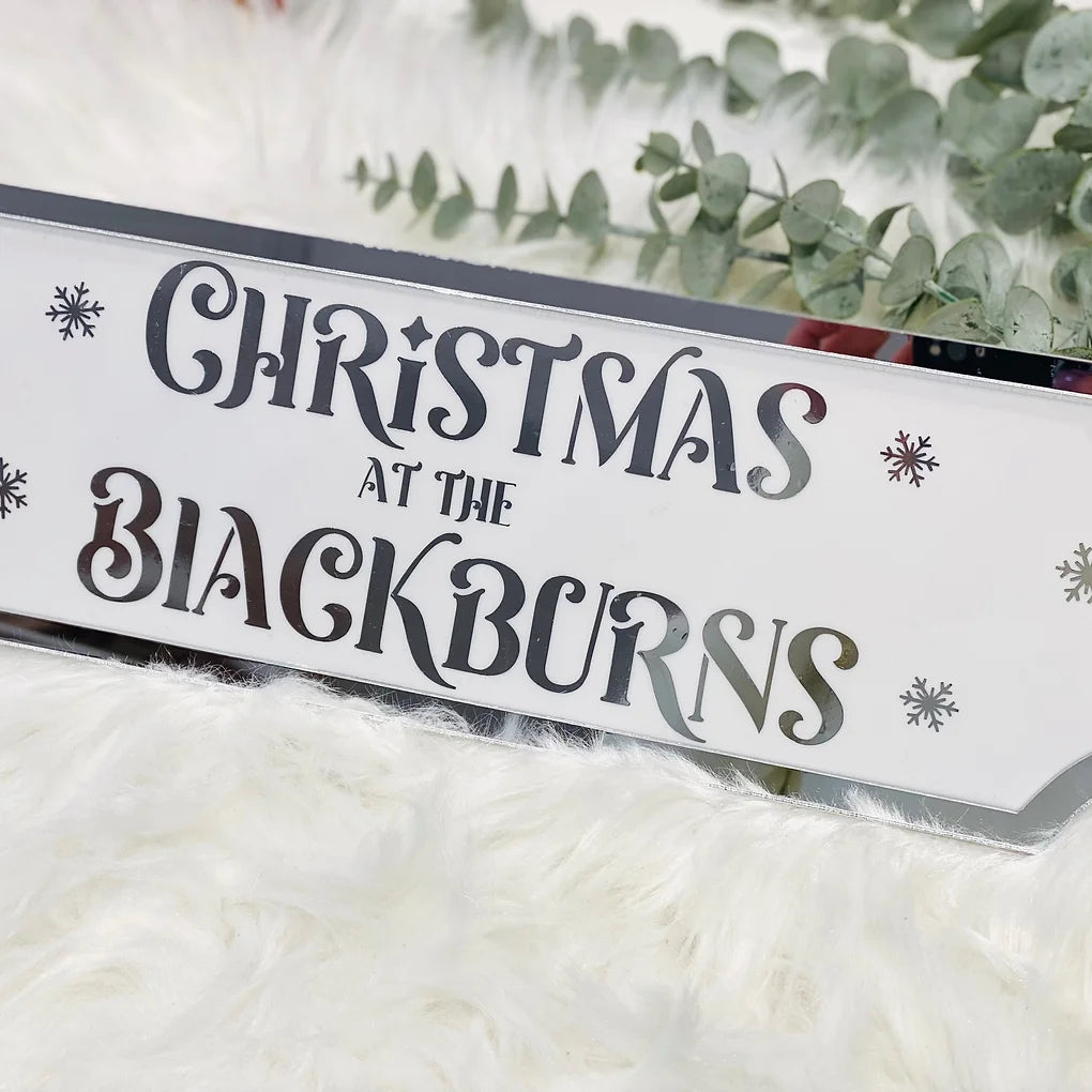 Personalised Christmas at the family name sign