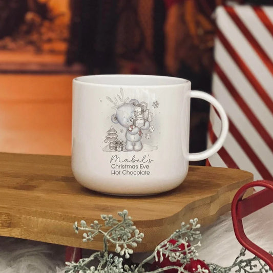 Personalised   christmas reindeer bear  6oz unbreakable kids mug