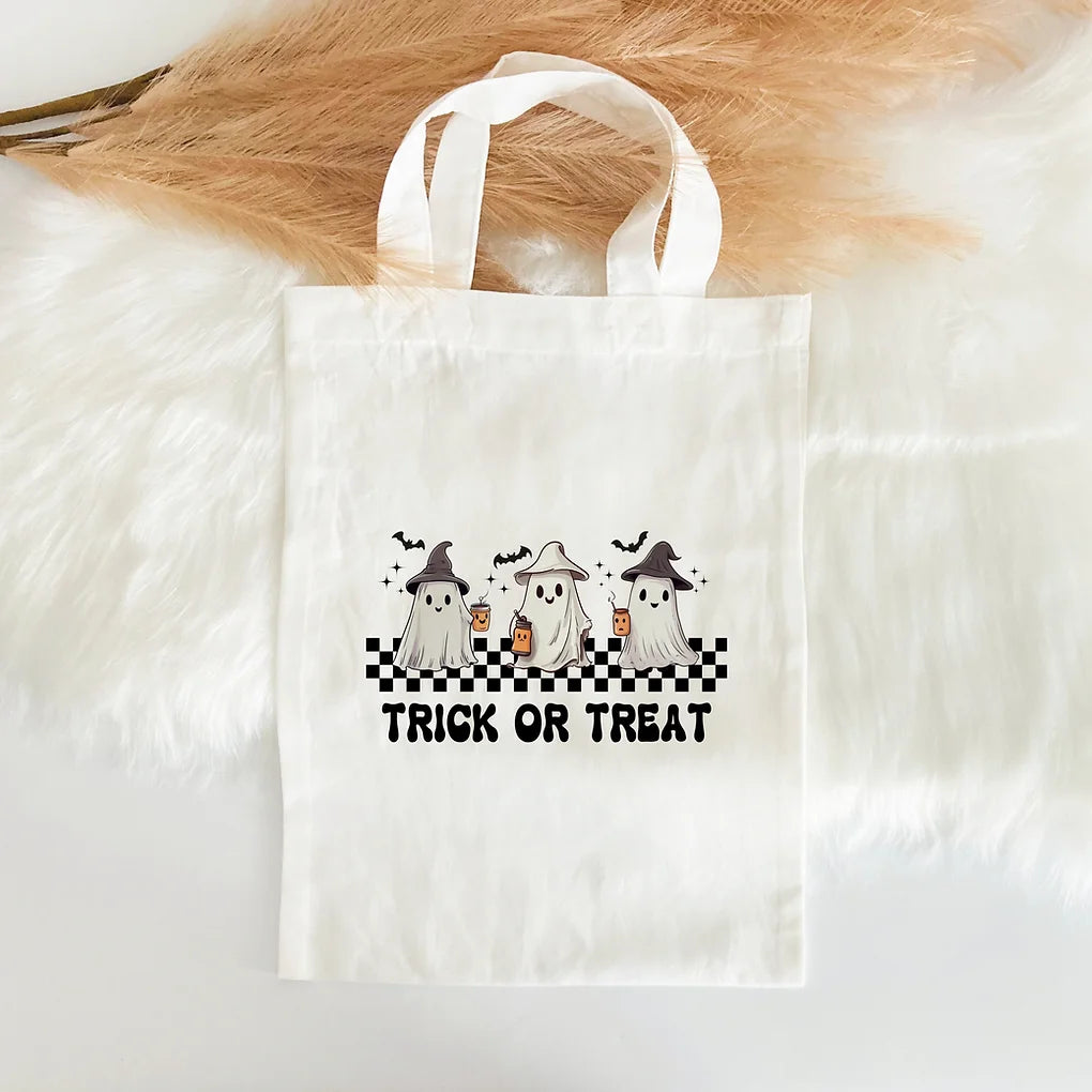 Trick or treat kids mini tote  Bag Ghost witch