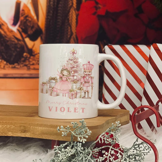 Personalised christmas  mug 11oz - Christmas Nutcracker - Pink - Pink Design