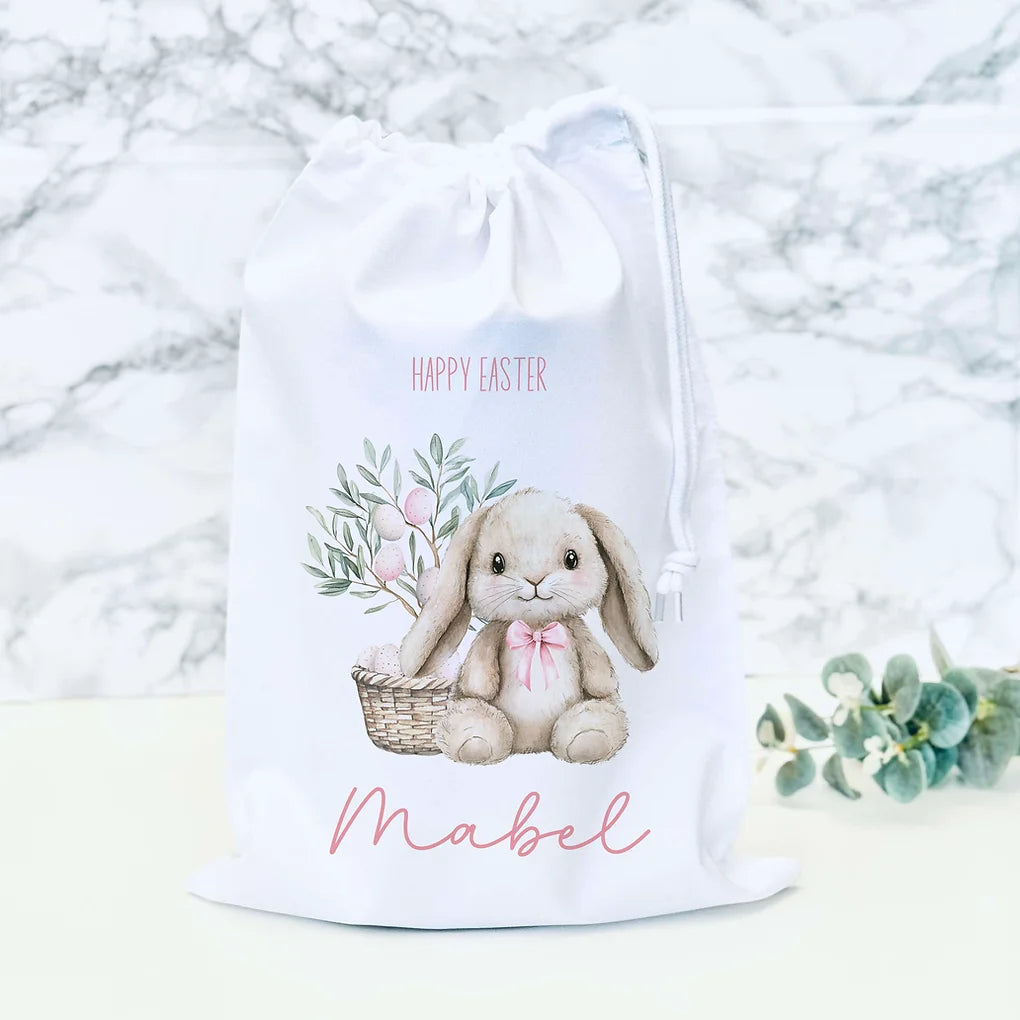 Personalised  Easter Bag Pink Bunny Design