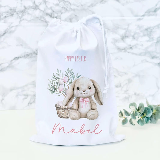 Personalised  Easter Bag Pink Bunny Design