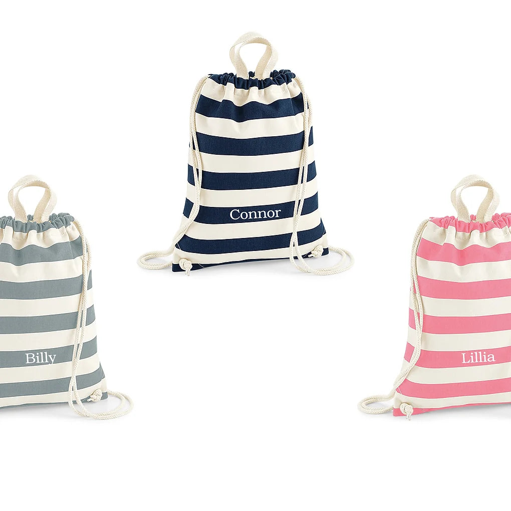 Personalised Nautical Beach Bag / drawstring bag.