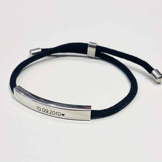 Personalised Engraved rope chain bracelet - unisex