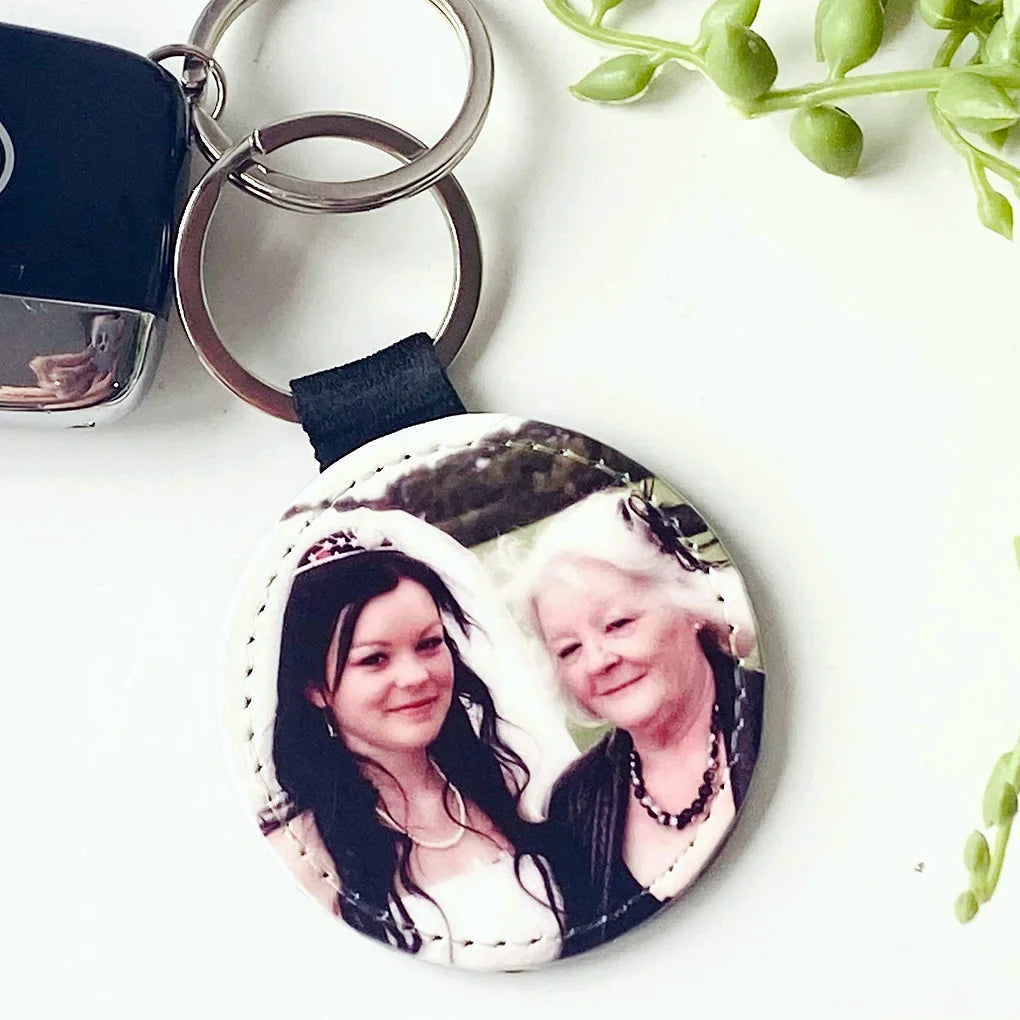 Personalised PU leather photo keyring