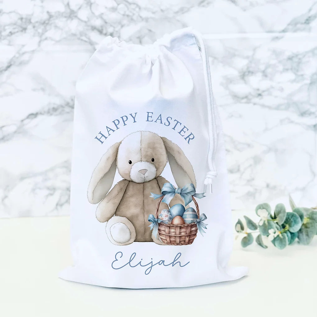 Personalised Easter Bag Blue Bunny Design