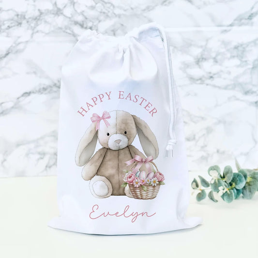 Personalised Easter Bag Pink Bunny Design
