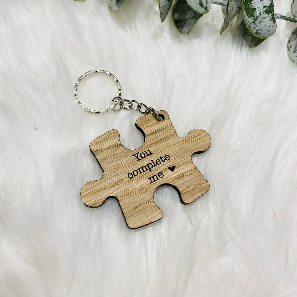 You Complete Me Puzzle Piece Key chain - Valentines anniversary gift