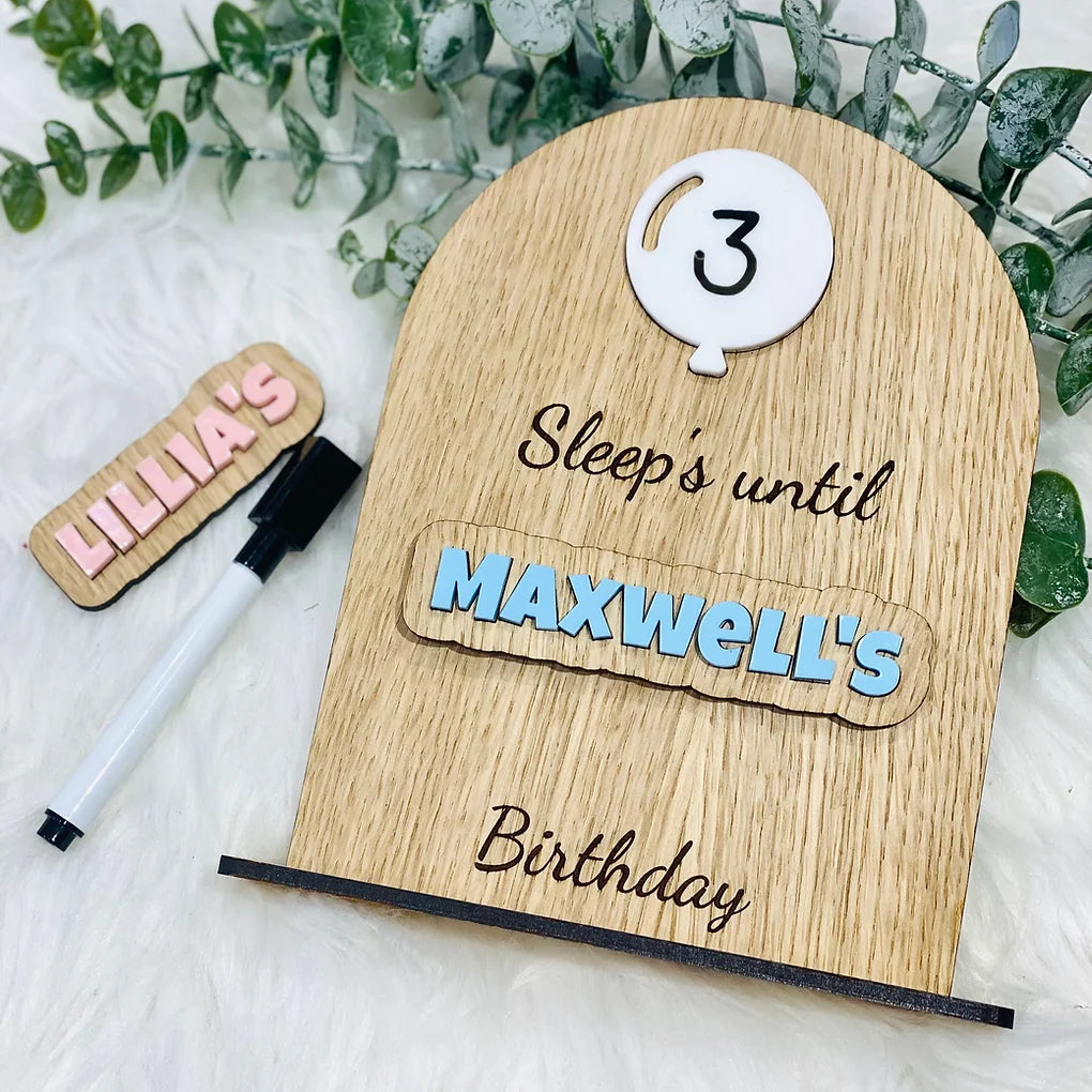 Personalised interchangeable dry erase birthday countdown