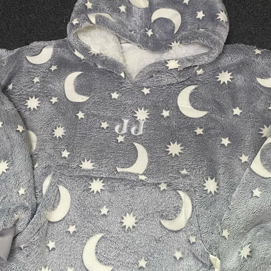Personalised snuggly glow in the dark hoody with embroidered name