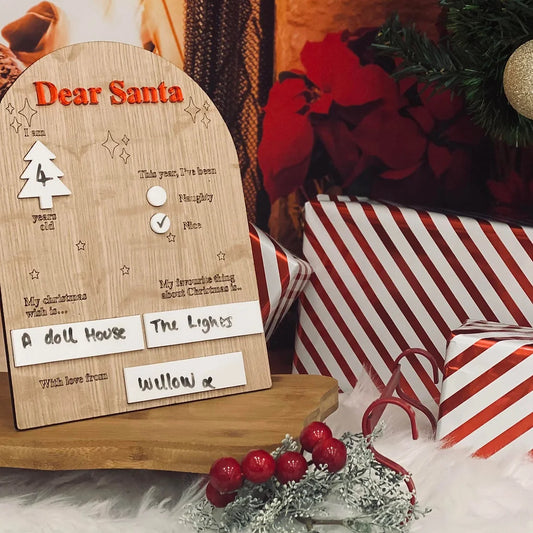 Dear Santa Wood Sign - Dry Erase Sign - Christmas Photo Prop -