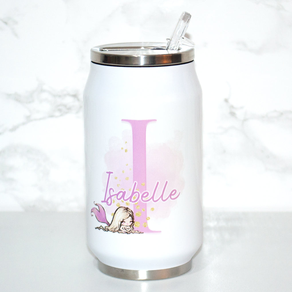 Personalised Mermaid Can Style Bottle tumbler.