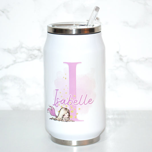 Personalised Mermaid Can Style Bottle tumbler.