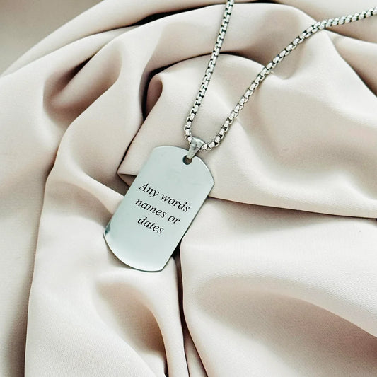 Personalised Engraved Dog Tag Style Necklace
