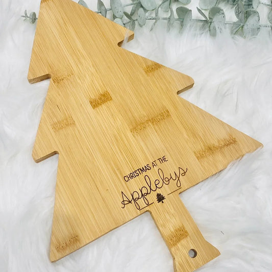 Personalised Engraved Christmas Tree Bamboo Serving / Cheese/ Chopping Board