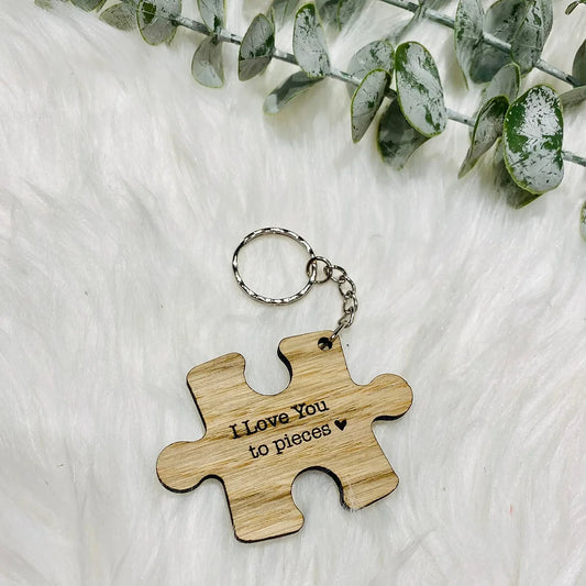 I love you to pieces Puzzle Piece Key chain - Valentines anniversary gift