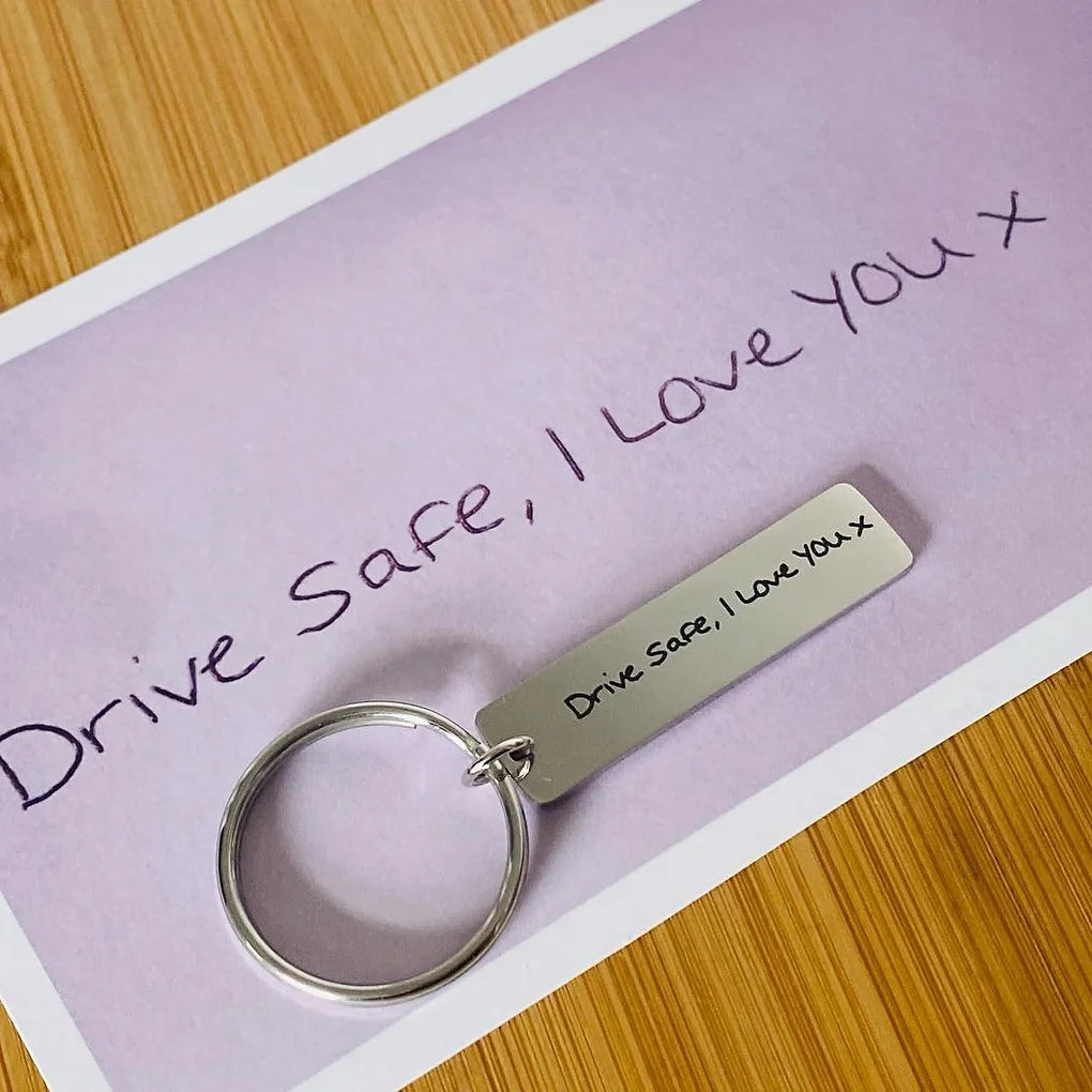 Engraved keyring with your handwritten message