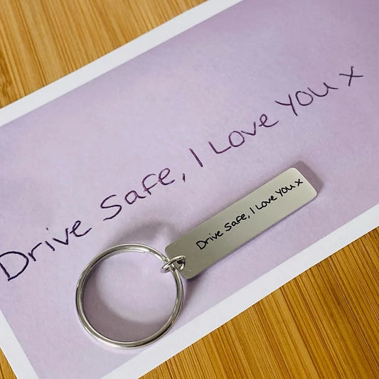 Engraved keyring with your handwritten message