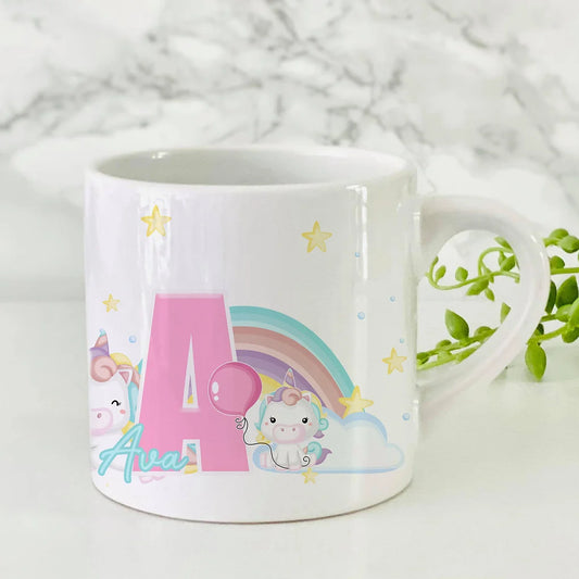 Personalised Childrens Unicorn Rainbow theme Mug - 6 OZ Mug -