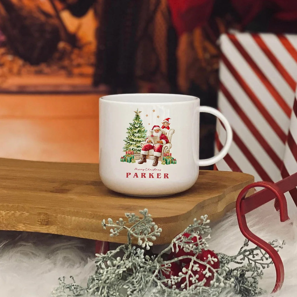 Personalised Santa and his Elf design  6oz unbreakable