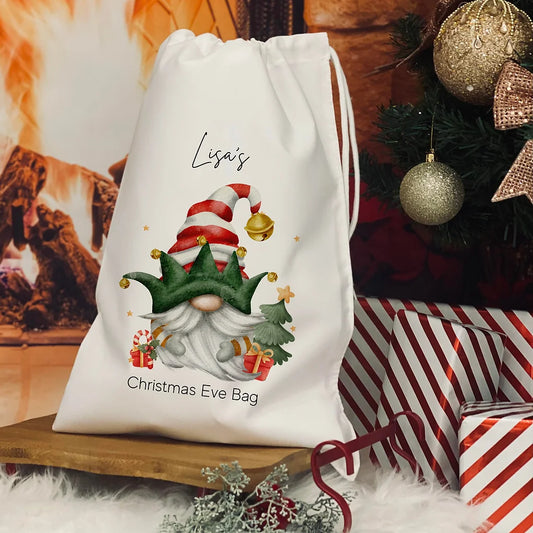 Personalised Christmas eve bag - Elf Gnome Design