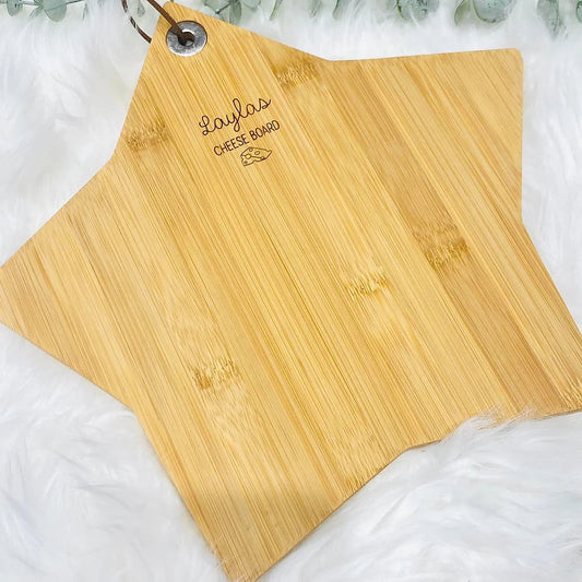 Star Bamboo Cheese Board Engraved