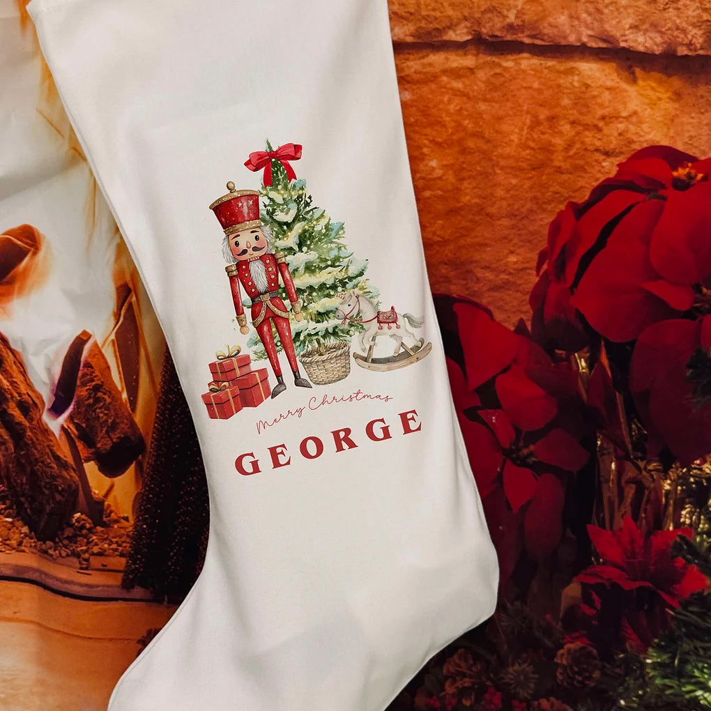 Personalised Christmas Stocking -  Nutcracker - Red  design