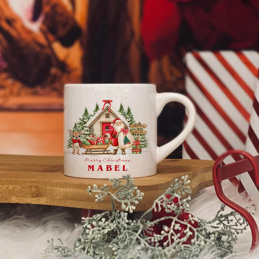 Personalised  Santa Village design 6oz  kids ceramic mug