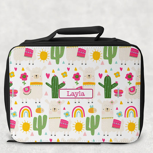 Personalised Lunch Bag - Llama & Rainbow theme.