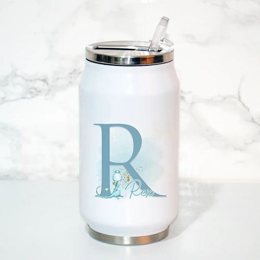 Personalised dino Can Style Bottle tumbler.