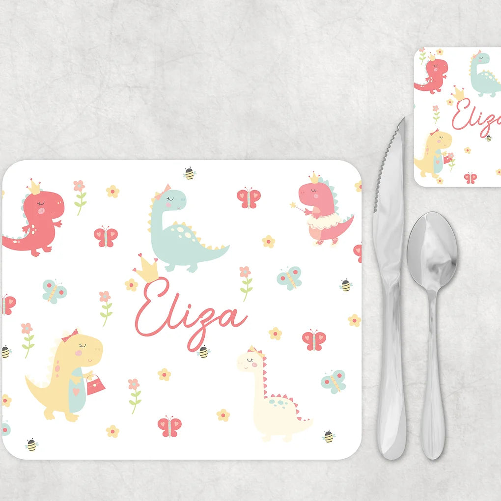Personalised Placemat & Coaster set - Dinosaur Theme