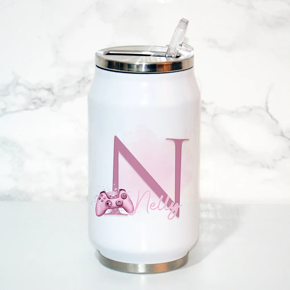Personalised Gamer Can Style Bottle tumbler - Pink