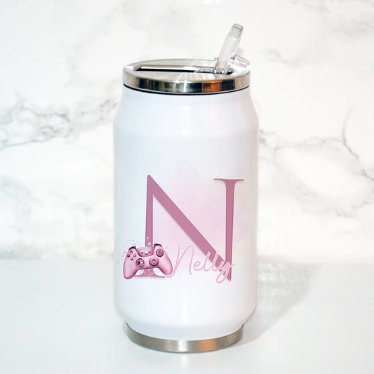 Personalised Gamer Can Style Bottle tumbler - Pink