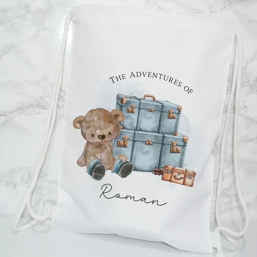 Personalised adventure childrens drawstring bag