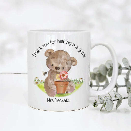Personalised Teacher gift - Thank you for helping me grow 11oz Mug