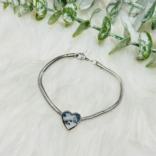 Engraved Photo Heart Charm